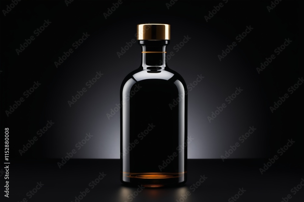 a bottle of black vinegar on a black background a bottle of black vinegar on a black background