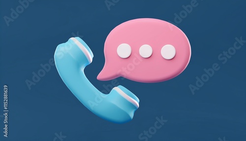 A colorful phone icon next to a speech bubble with dots, symbolizing communication and messaging.