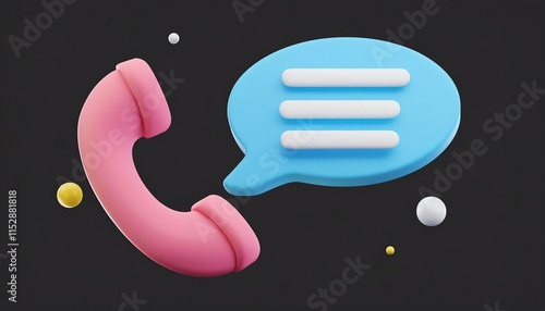A colorful phone and message icon symbolize communication and connectivity in a modern digital landscape.