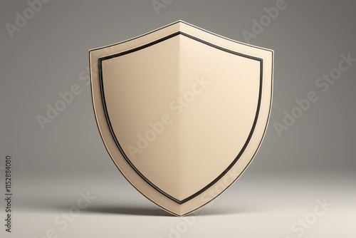 a shield with a black outline on a gray background