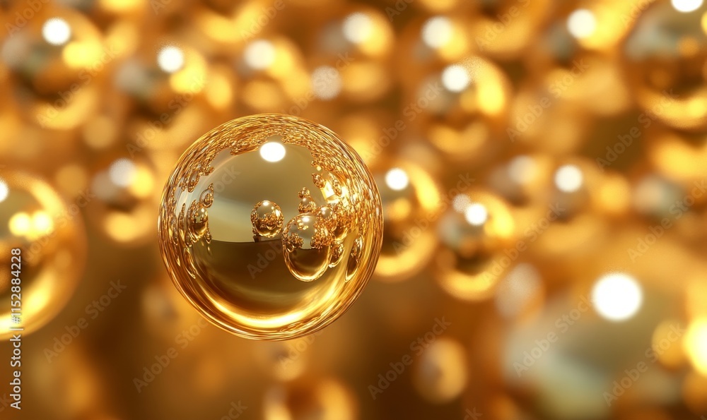 Close-up of lustrous golden spheres, shallow depth of field, blurred background. Close-up of lustrous golden spheres, shallow depth of field, blurred background.