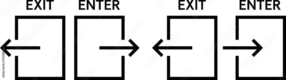 Exit entrance icon, Login and logout or Open and close door symbol. Editable Stroke. Exit entrance icon, Login and logout or Open and close door symbol. Editable Stroke.
