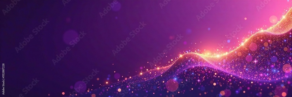 Fototapeta premium Deep purple background with shimmering golden wave and subtle iridescent effects, deep purple, opulent