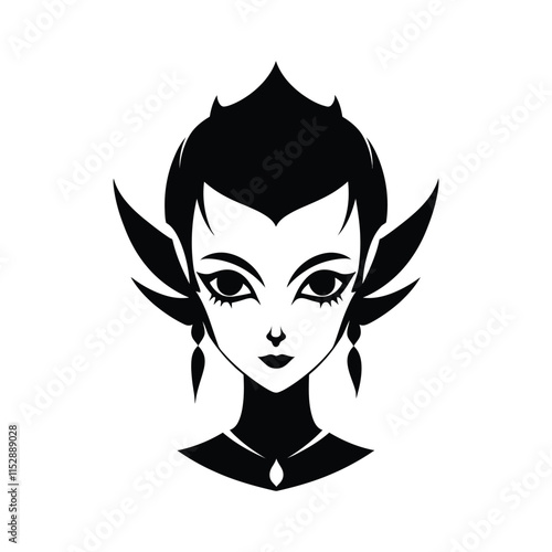 Elf simple minimal vector black color silhouette