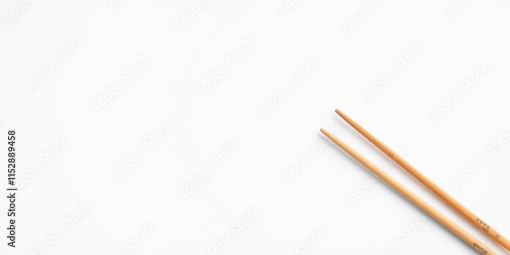 Close up of wooden chopsticks isolated on a white background, white background, chopsticks Close up of wooden chopsticks isolated on a white background, white background, chopsticks
