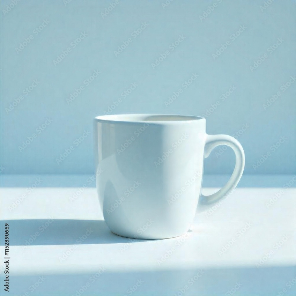 A plain white ceramic mug with a simple, minimalist design, white background A plain white ceramic mug with a simple, minimalist design, white background