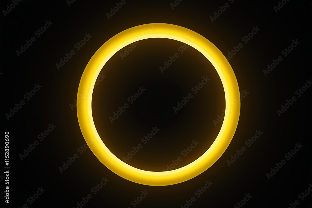 a black background with a yellow ring
