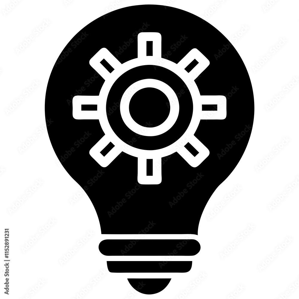 Creative Process Concept - Light Bulb with Gear Creative Process Concept - Light Bulb with Gear