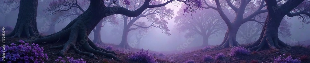 Gray and purple misty forest with twisted trees, earthy, twist Gray and purple misty forest with twisted trees, earthy, twist
