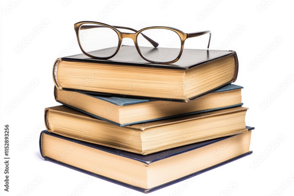 Glasses on a stack of old books. Glasses on a stack of old books.