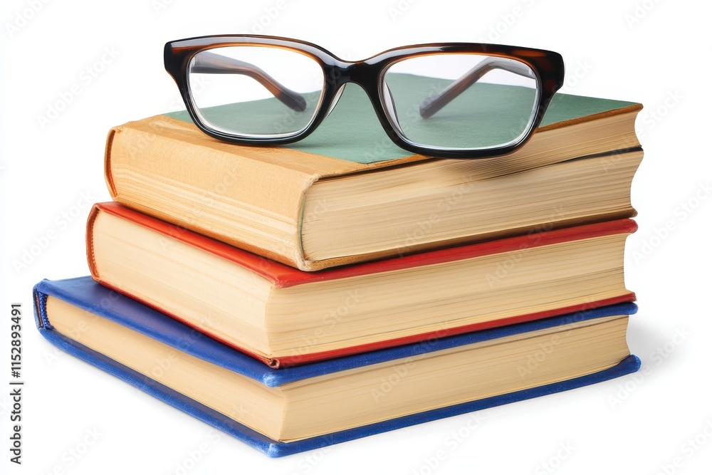 Eyeglasses resting on a stack of books. (1) Eyeglasses resting on a stack of books. (1)