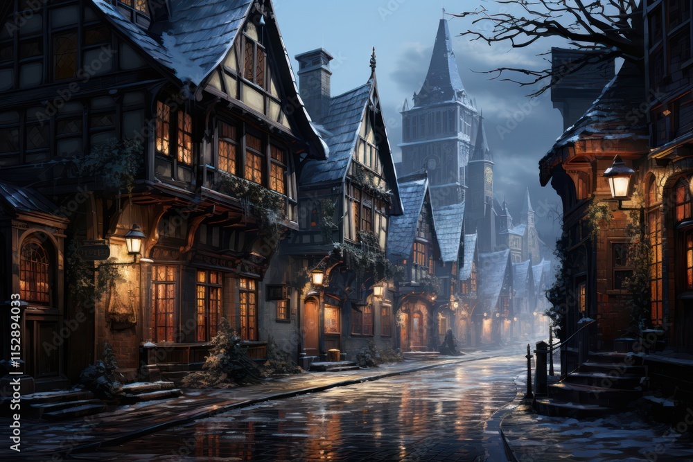 Obraz premium old building in winter By Generated AI