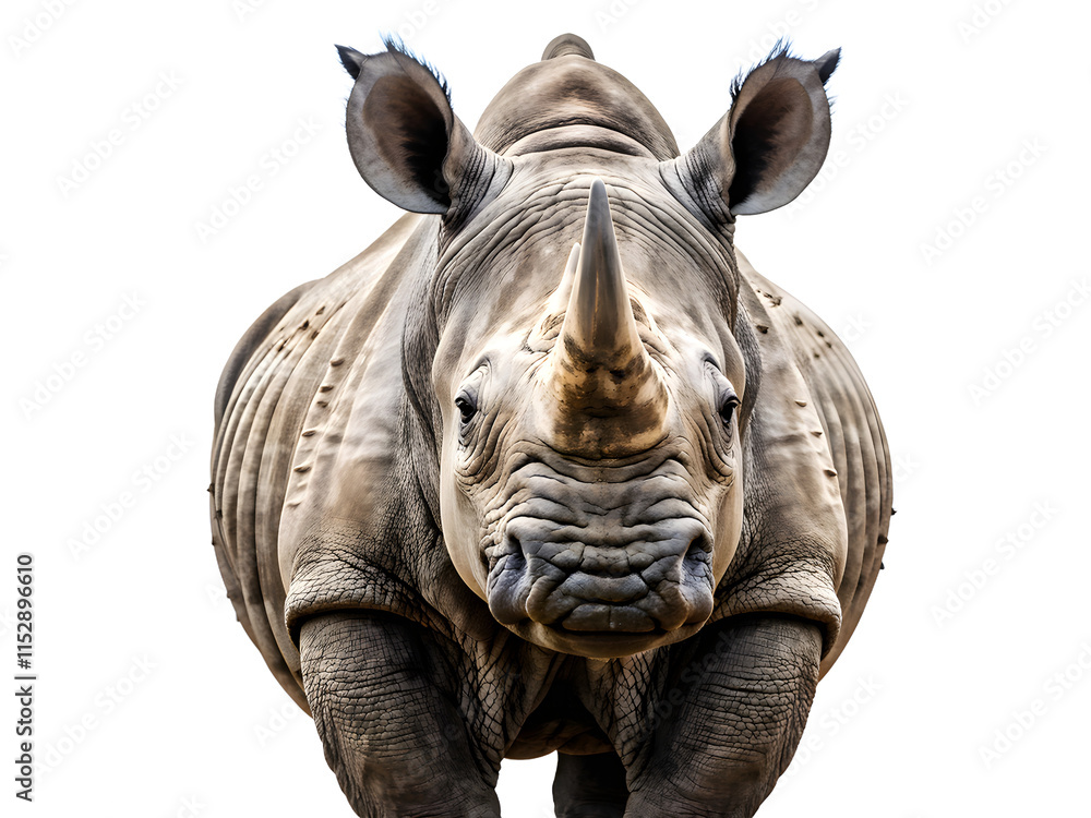 Fototapeta premium Rhino.This powerful close-up photograph full isolated on white background