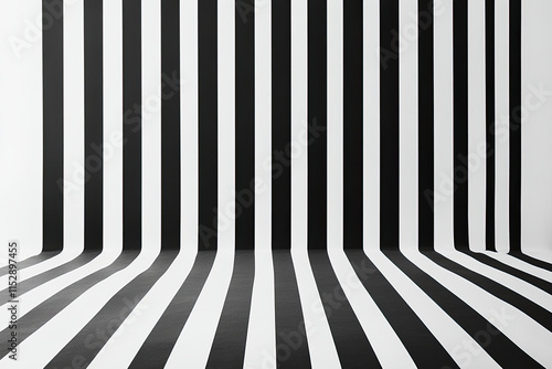 Minimalistic black and white striped pattern creating a bold backdrop