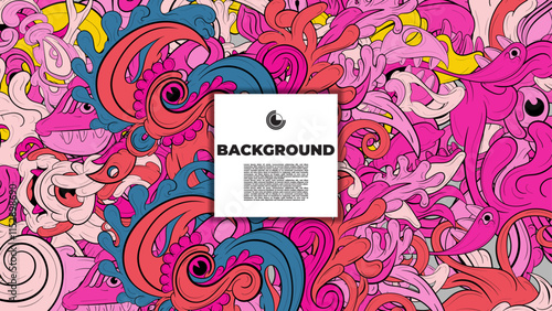 Colorful doodle art with various elements. it is suitable for background, book cover, cover, template, flayer, summer project. it is also useful for coloring book project.