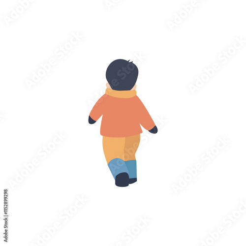 Child Walking in Winter Coat Illustration