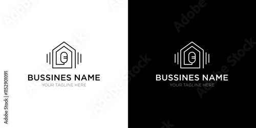 Real estate podcast logo template. podcast home communication logo
