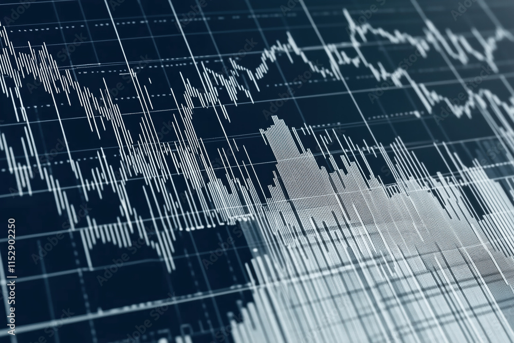 Naklejka premium Financial data visualization with stock market trends and graphs Generative Ai