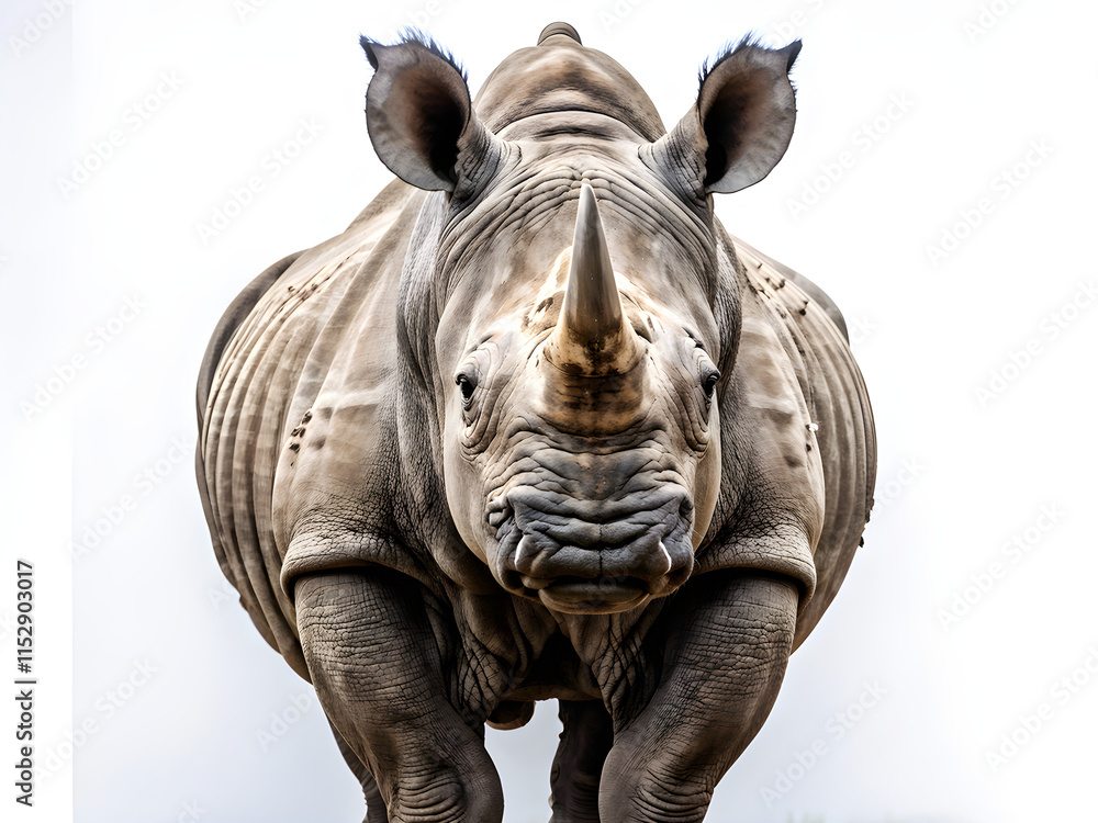 Obraz premium Rhino.This powerful close-up photograph full isolated on white background