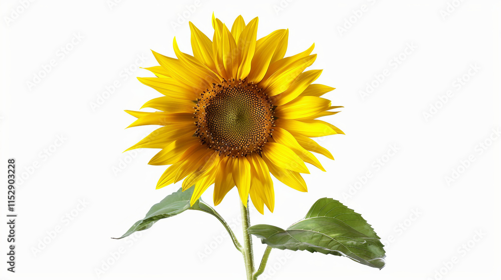 Fototapeta premium Vibrant Sunflower Image on white background.PNG