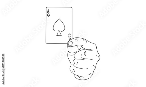 line art of ace of spade card illustration