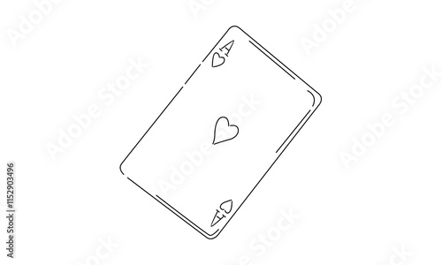 line art of ace of heart card illustration