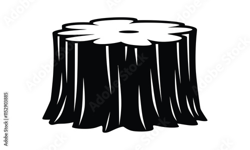 Wood tree stump cut down icon, silhouette, outline, vector, illustration, isolated on a white background