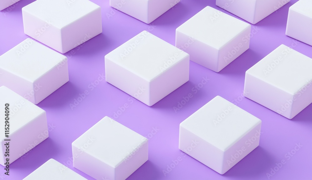 White cubes arranged on a purple background. White cubes arranged on a purple background.