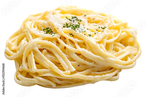 Creamy pasta isolated on transparent background, cut out, PNG