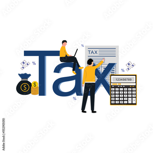 Flat illustration Tax planning, financial strategy for tax optimization, reduction or refund, income or revenue management, taxation or calculation concept