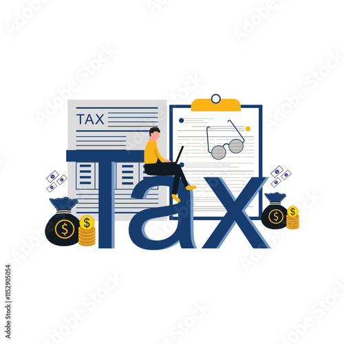 Flat illustration Tax planning, financial strategy for tax optimization, reduction or refund, income or revenue management, taxation or calculation concept