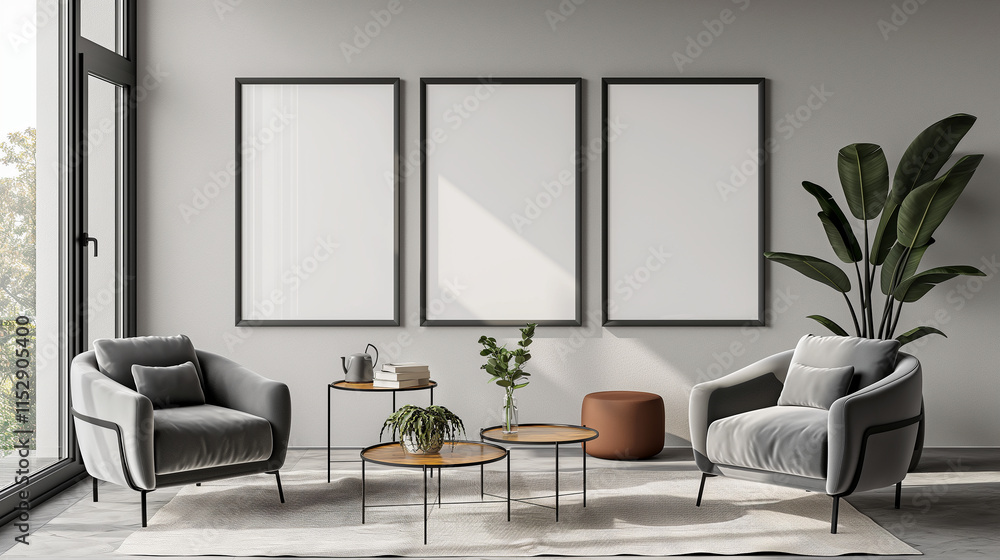 Mock-up Poster Frame in a Contemporary Interior Setting Mock-up Poster Frame in a Contemporary Interior Setting
