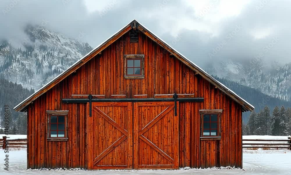 Majestic Mountain Barn in Winter Wonderland Majestic Mountain Barn in Winter Wonderland