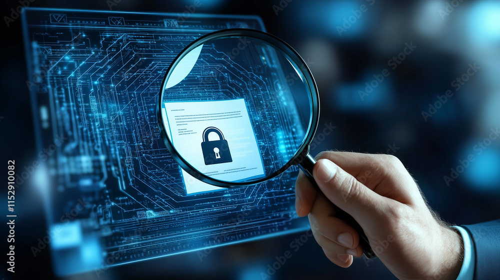 custom made wallpaper toronto digitalA detailed IT Security Risk Assessment concept depicted with a magnifying glass focused on