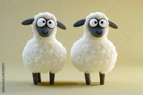 3d sheep character design. Suitable for Ramadan, Eid al fitr and Eid al Adha decoration.  photo