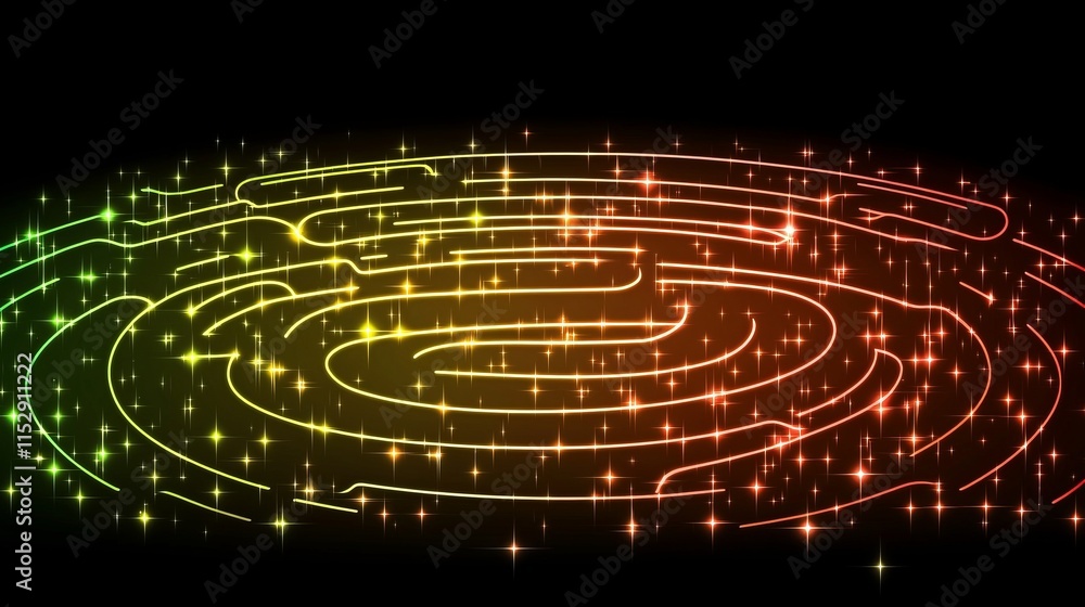 Fototapeta premium Glowing Circular Maze with Sparkling Stardust Effect