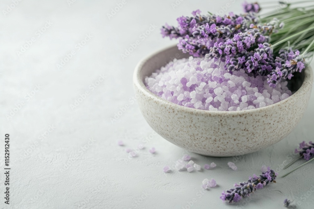 Relaxing spa experience with lavender bowl and spa salts tranquil setting aesthetic composition serene environment close-up viewpoint for ultimate wellness Relaxing spa experience with lavender bowl and spa salts tranquil setting aesthetic composition serene environment close-up viewpoint for ultimate wellness
