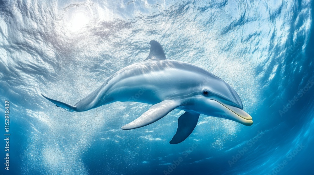 Fototapeta premium Dynamic Marine Adventures with Active Creatures in Clear Water