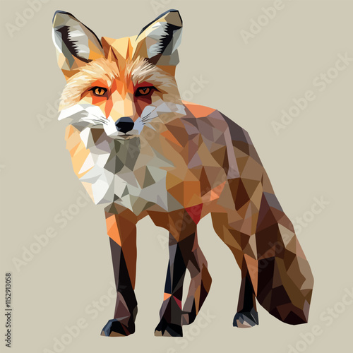 Colorful Low Poly Fox Vector illustration