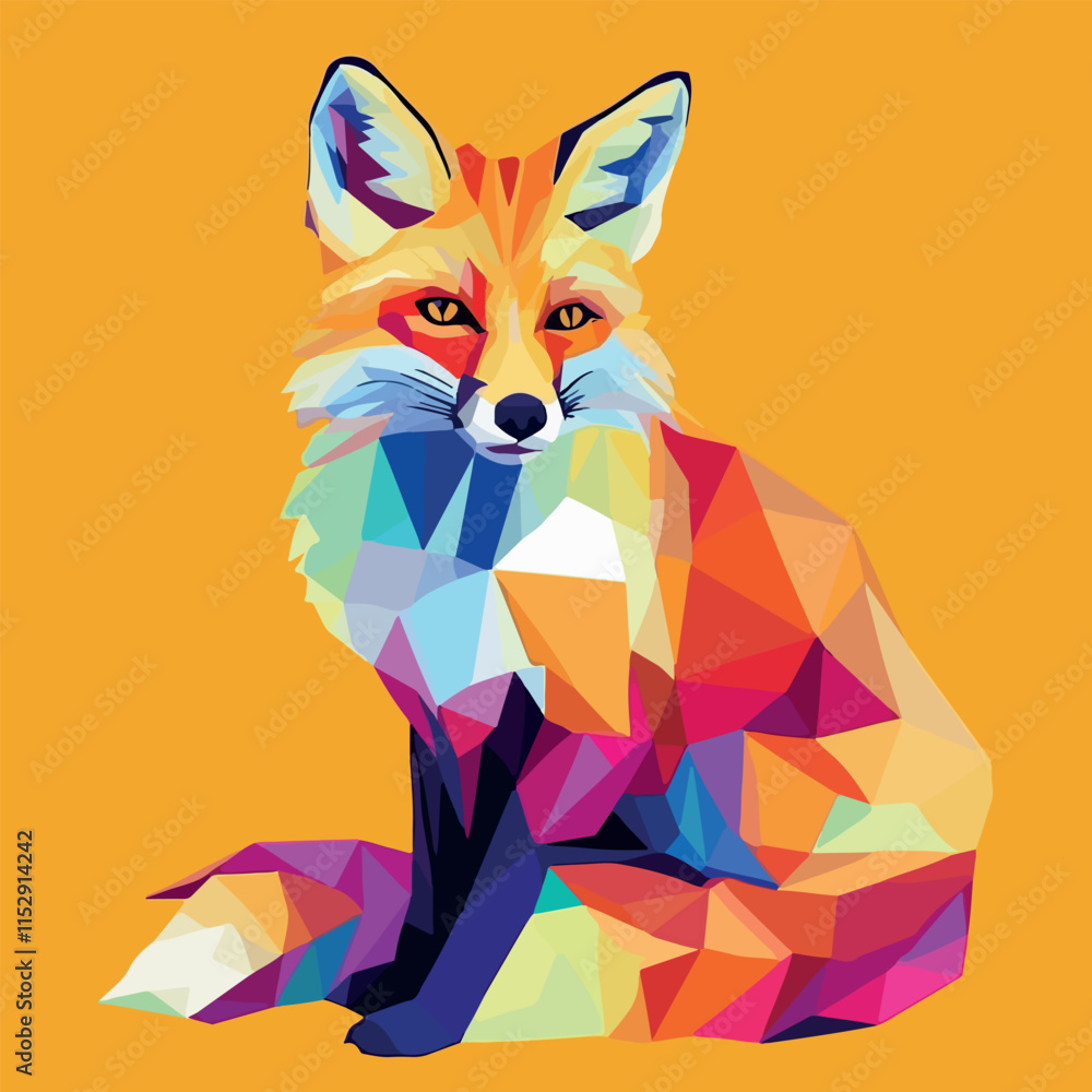Obraz premium Colorful Low Poly Fox Vector illustration