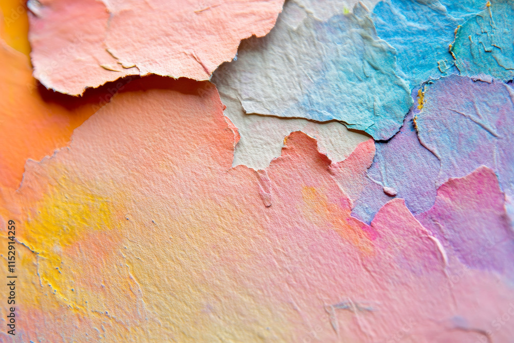 Close-up details of embossed textured paper displaying soft pastel colors Close-up details of embossed textured paper displaying soft pastel colors
