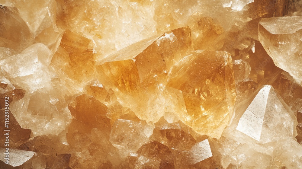 Golden Crystal Cluster Close-Up Sparkling Gemstone Texture Golden Crystal Cluster Close-Up Sparkling Gemstone Texture