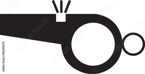 Referee whistle icon in flat style. Equipment for sports, football, fitness. Sound blowing tool. Accessory for trainer, police, lifeguard duty and referee vector isolated on transparent background.