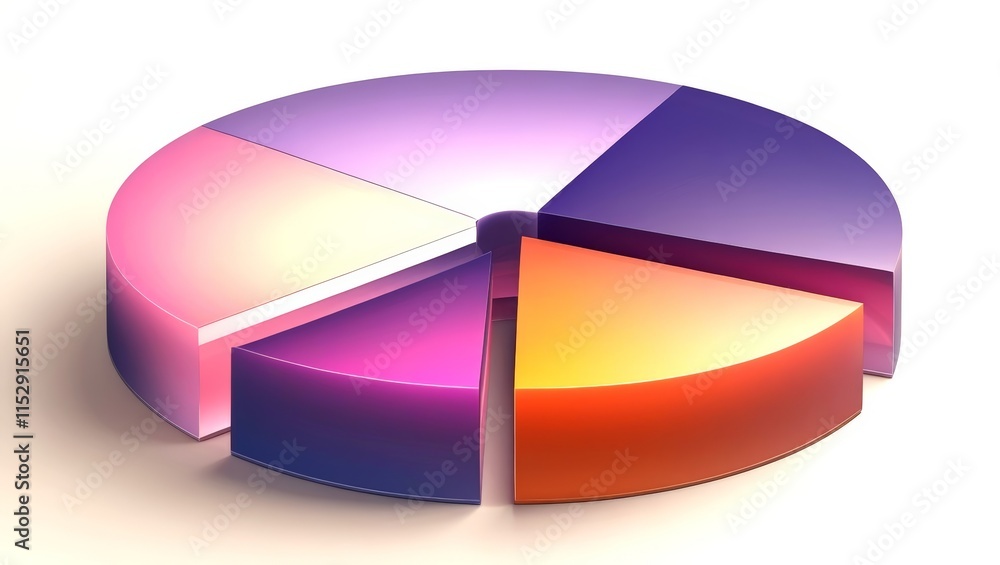 Obraz premium A stylish pie chart with a soft gradient of orange, purple, and pink, showcasing visually striking segments that highlight data and creativity in an elegant presentation. 