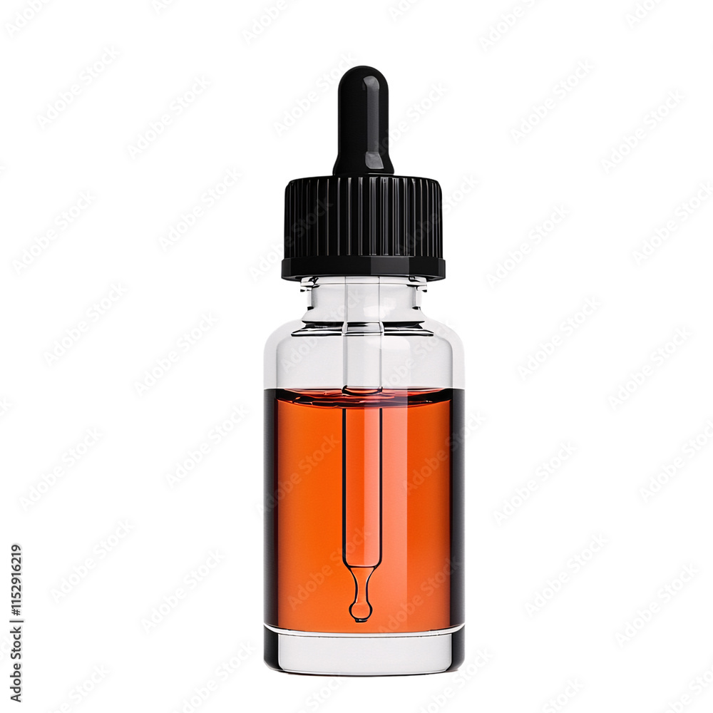 Amber Liquid in Glass Dropper Bottle Essential Oil Serum Cosmetic Medicine Amber Liquid in Glass Dropper Bottle Essential Oil Serum Cosmetic Medicine