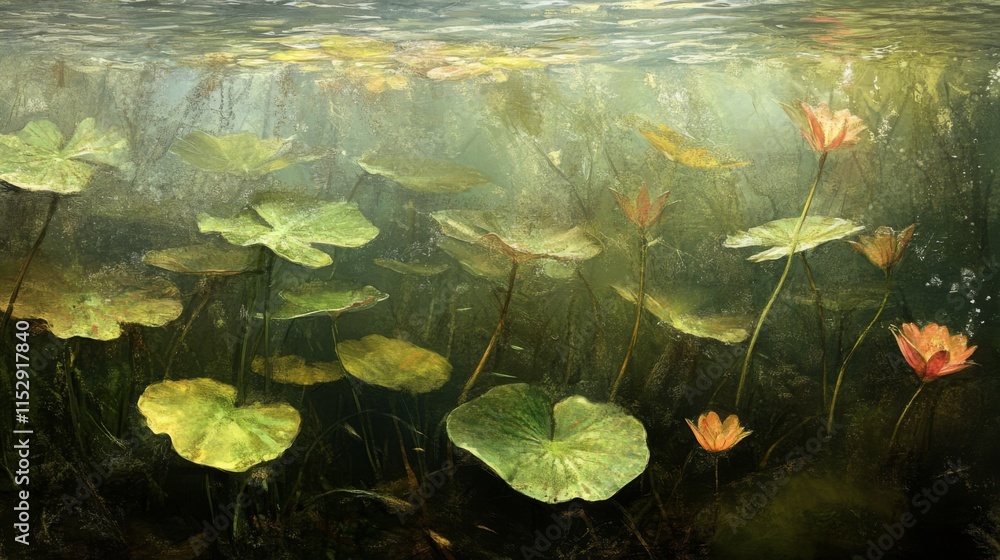 Underwater Plants in a Dramatic Scene with Soft Light Underwater Plants in a Dramatic Scene with Soft Light