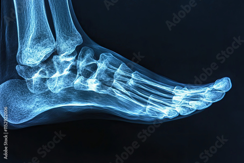 X-ray of a normal foot, lateral view, medical imaging photo