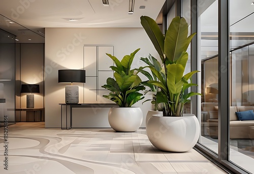 modern living room with plant