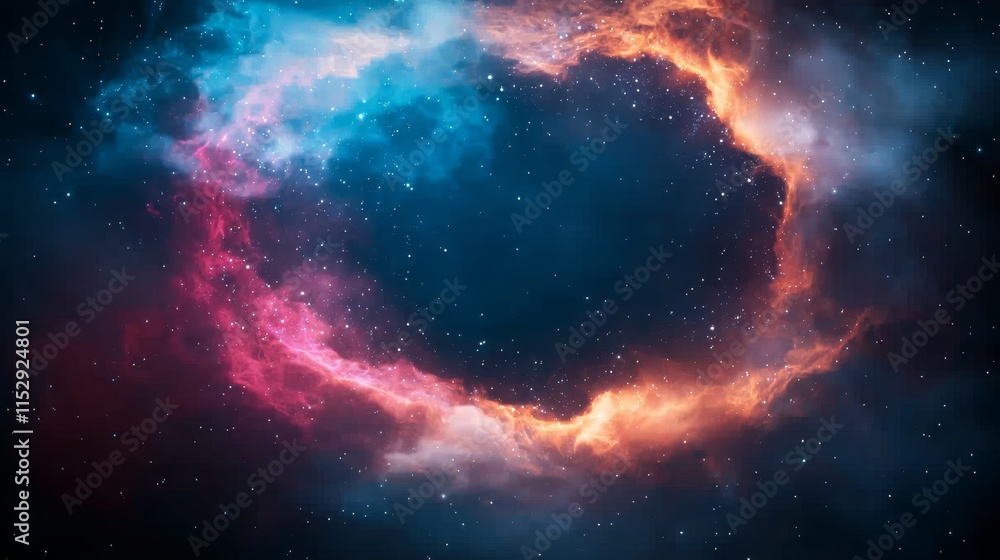 Obraz premium A vibrant cosmic swirl of colorful gases and stars, creating a stunning celestial backdrop that captivates the imagination.
