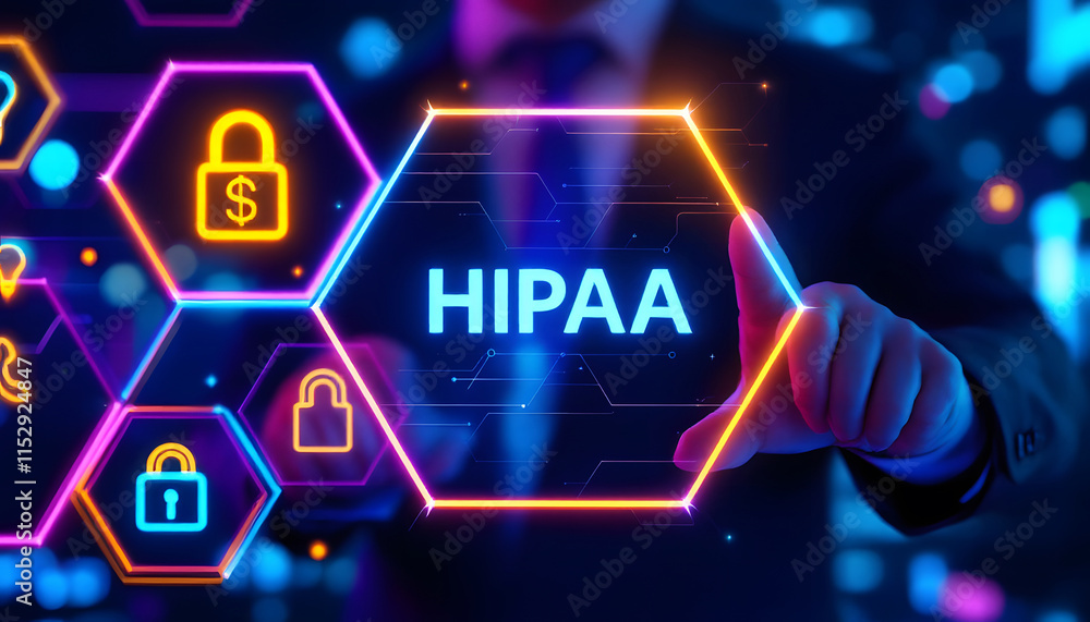 Fototapeta premium HIPAA Compliance Technology, Healthcare Data Security Interface
